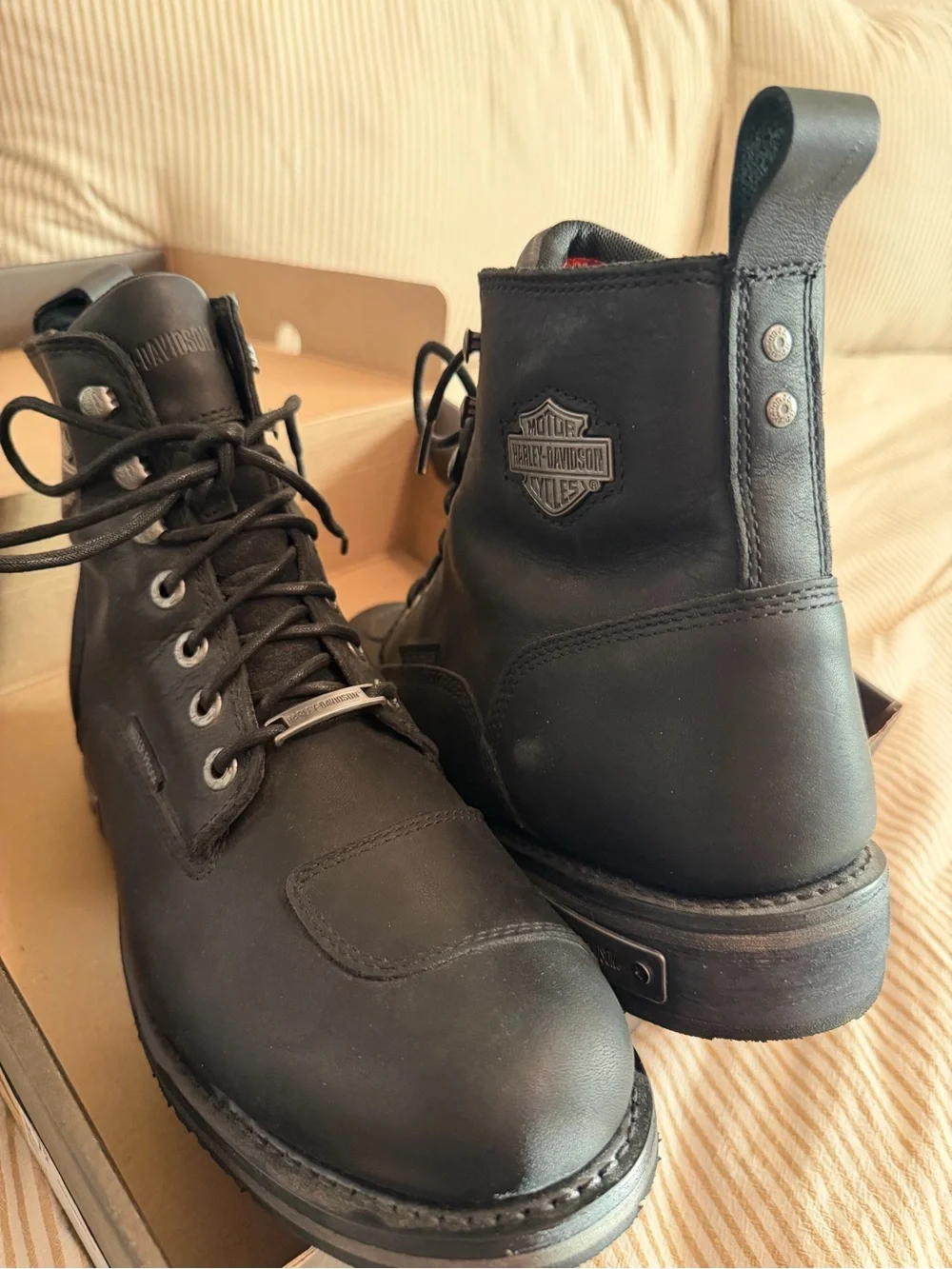 Harley-Davidson Men’s Black Leather Lace-Up Motorcycle Boots